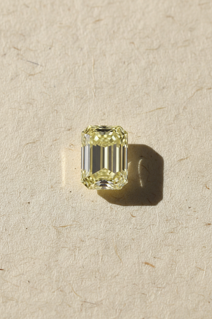 1.01 Carat Emerald Cut Lab Grown Diamond, VVS2/Fancy Yellow