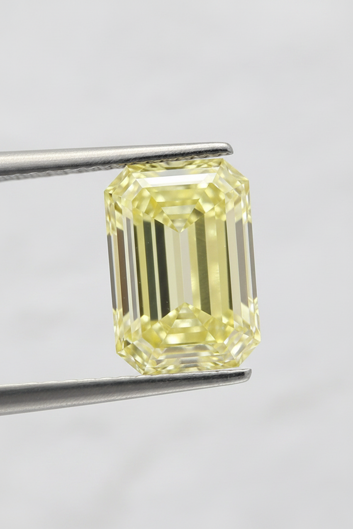1.01 Carat Emerald Cut Lab Grown Diamond, VVS2/Fancy Yellow