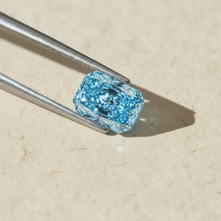 1,01 karaat stralende laboratoriumgekweekte diamant, VS1/fancy levendig blauw
