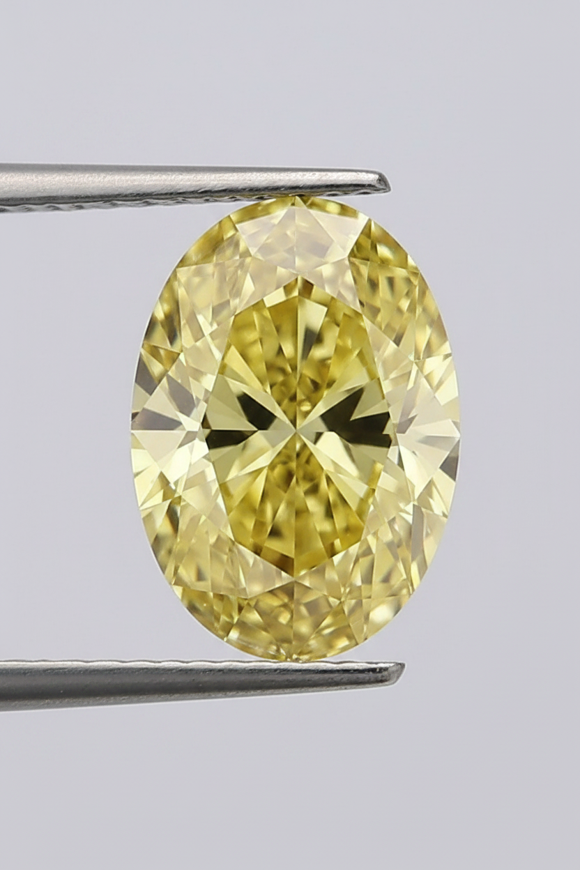 1,02 karaat ovale lab-grown diamant, VS1/fancy intens geel