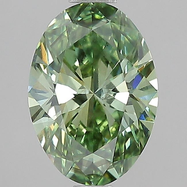 1.02 Carat Oval Lab Grown Diamond VS1 Fancy Vivid Green