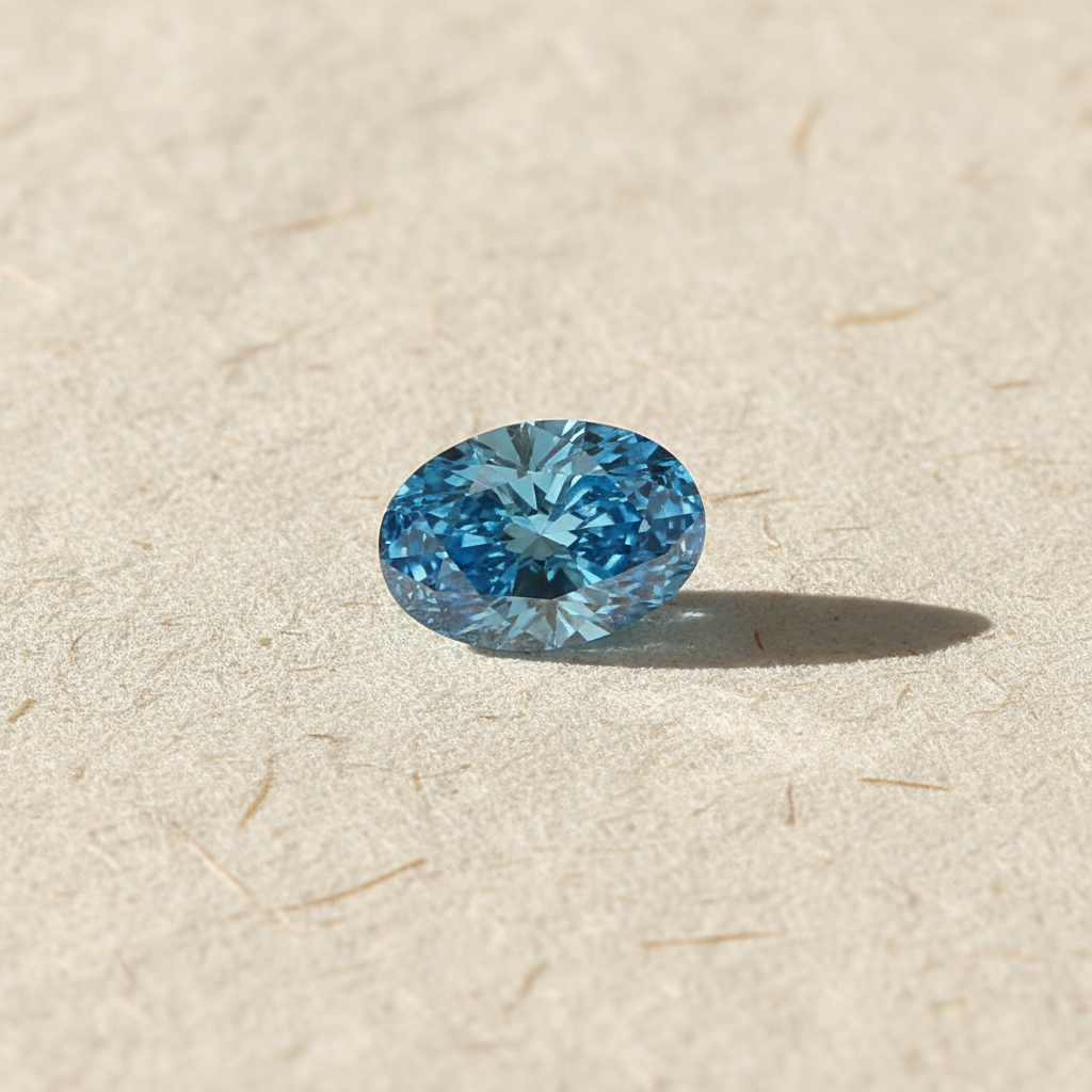 1,02 karaat ovale lab-grown diamant, VS2/fancy levendig blauw