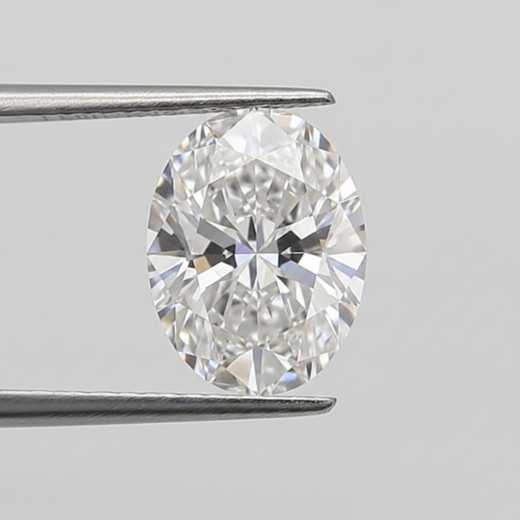 Diamante oval cultivado em laboratório de 1,02 quilates, VVS2/E