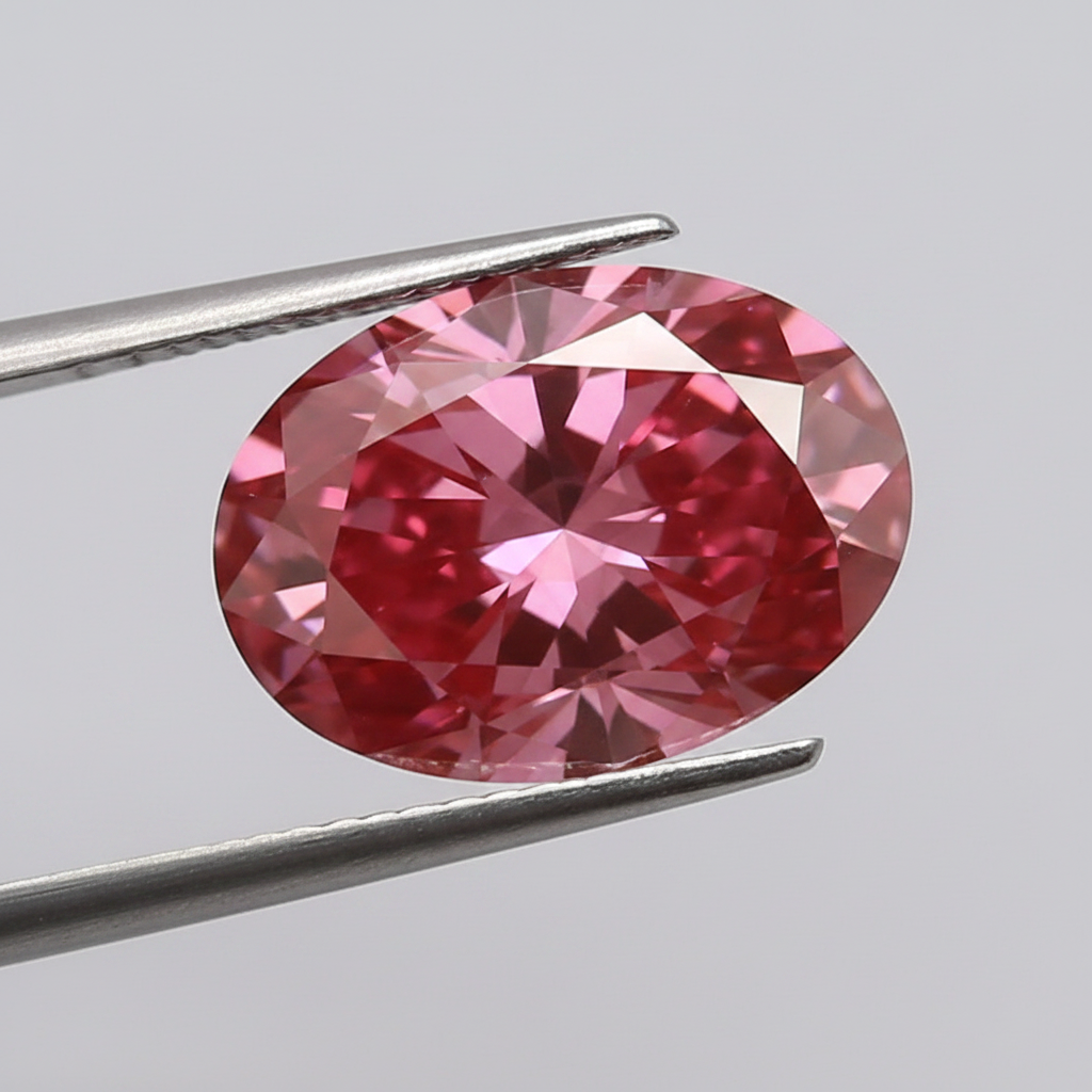 1,03 Karat ovaler, im Labor geschliffener Diamant, VS1/FANCY DEEP PINK