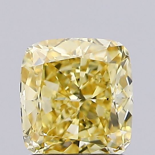 1.04 Carat Cushion Square Lab Grown Diamond VS1Fancy Intense Yellow