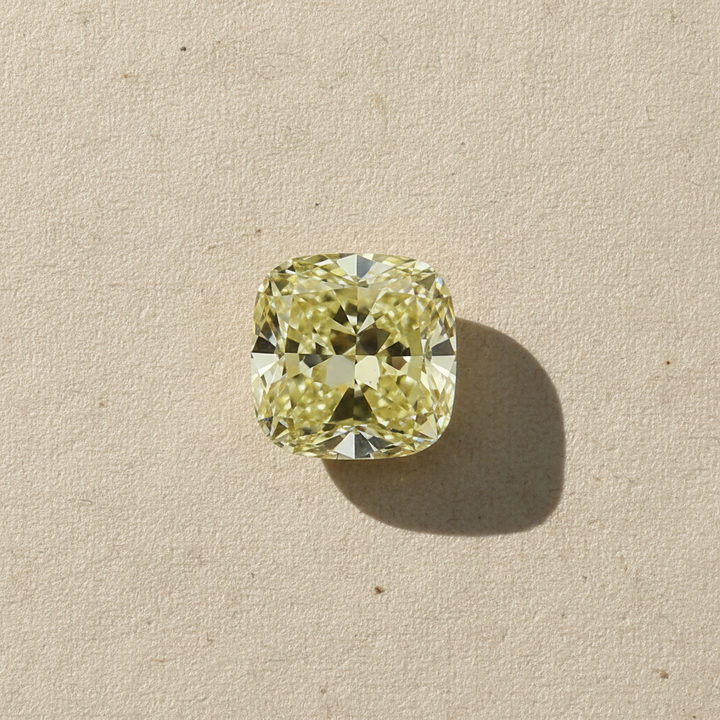 1,04 karaat kussen vierkant Lab Grown Diamond, VVS2/Fancy geel