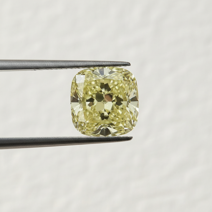 1,04 karaat kussen vierkant Lab Grown Diamond, VVS2/Fancy geel