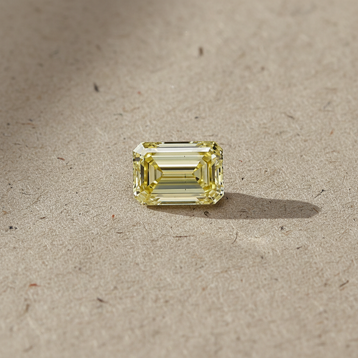 1.04 Carat Emerald Cut Lab Grown Diamond, VS2/Fancy Intense Yellow