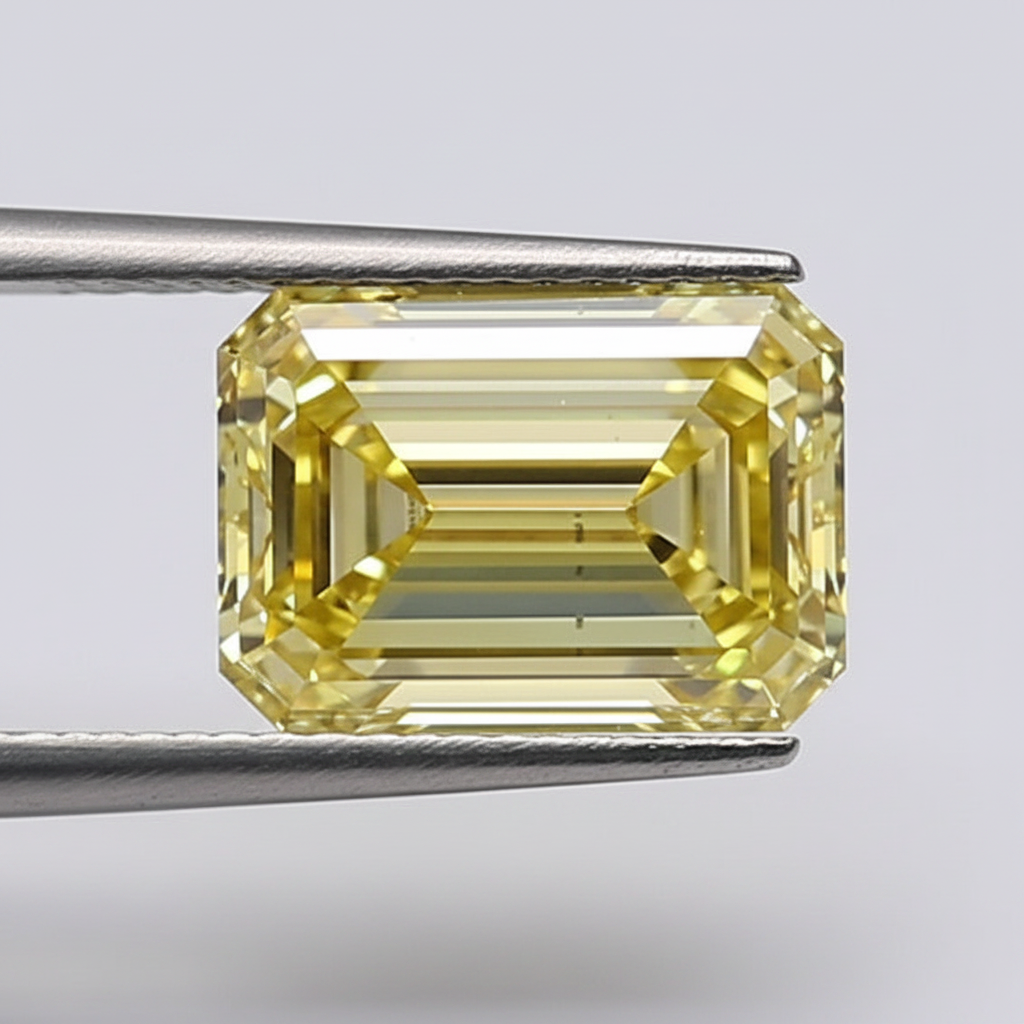 1.04 Carat Emerald Cut Lab Grown Diamond, VS2/Fancy Intense Yellow