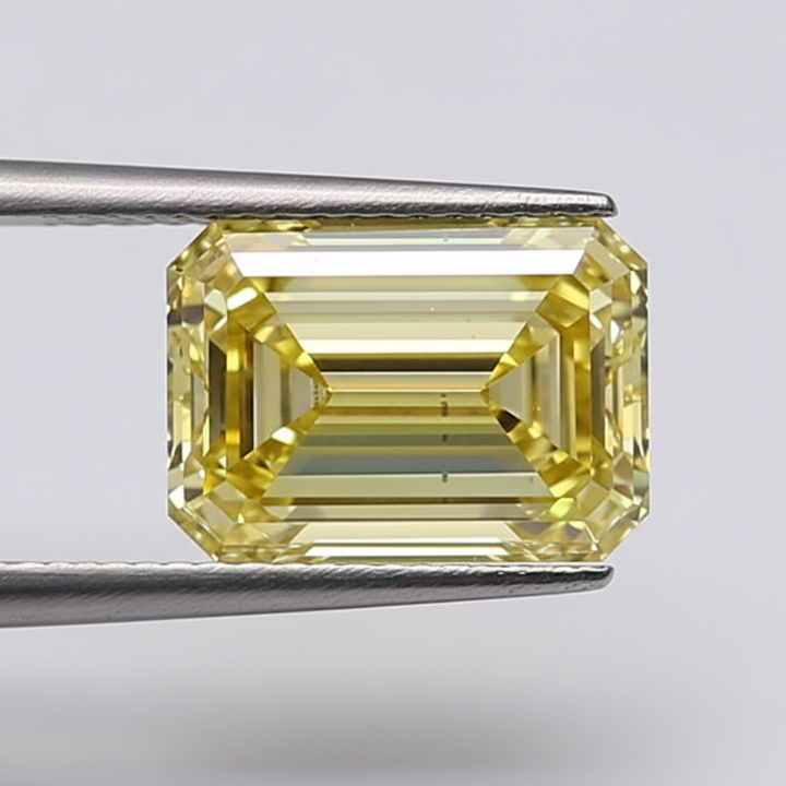 1.04 Carat Emerald Cut Lab Grown Diamond, VS2/Fancy Intense Yellow