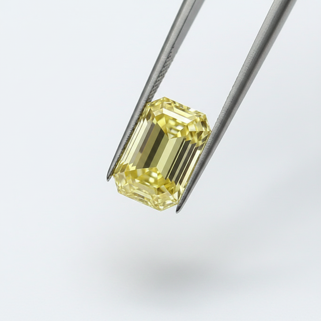 1.04 Carat Emerald Cut Lab Grown Diamond, VVS2/Fancy Light Yellow