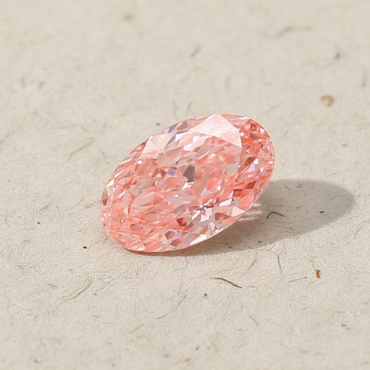 1,04 karaat ovale geslepen laboratoriumdiamant, VS1/fancy levendig roze