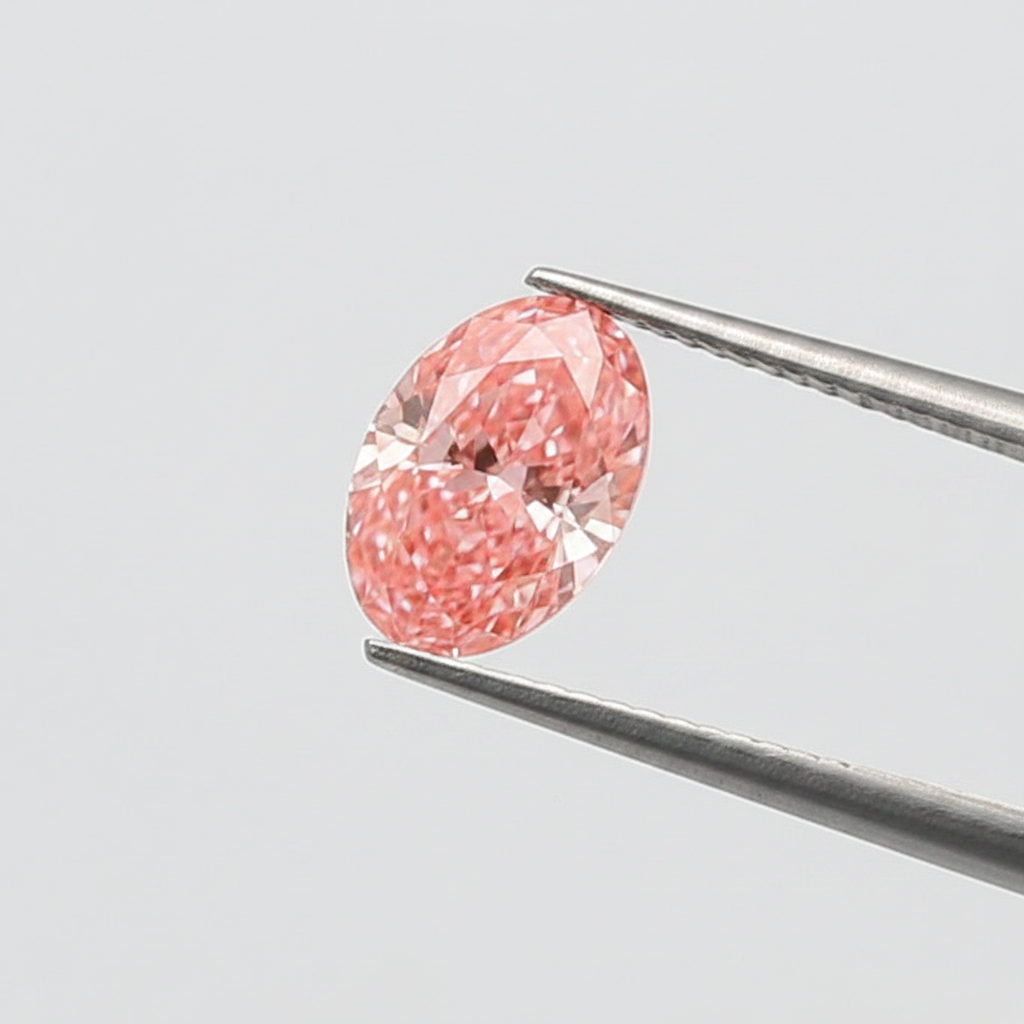 1,04 karaat ovale geslepen laboratoriumdiamant, VS1/fancy levendig roze