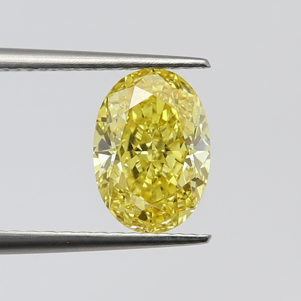 1,04 karaat ovale geslepen laboratoriumdiamant, VS1/fancy levendig geel