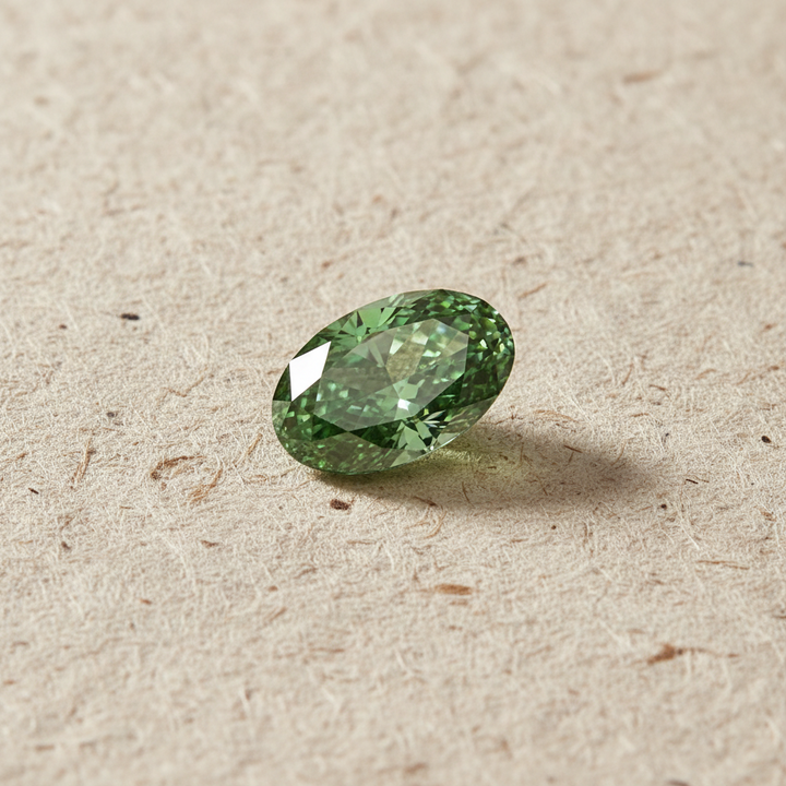 1,04 Karat ovaler, im Labor geschliffener Diamant, VVS2/Fancy Vivid Green