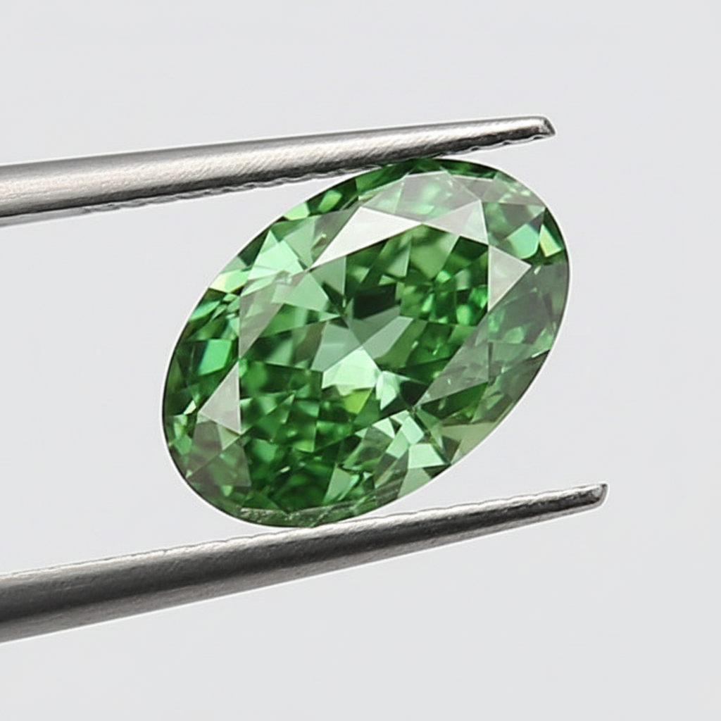 1,04 Karat ovaler, im Labor geschliffener Diamant, VVS2/Fancy Vivid Green