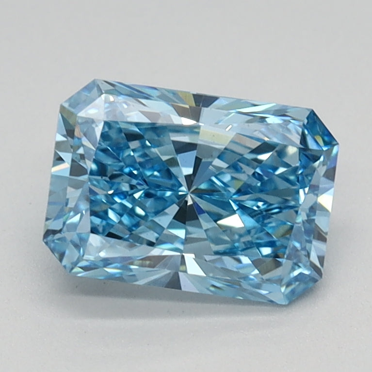 1.04 Carat Radiant Lab Grown Diamond VS1 Fancy Vivid Blue