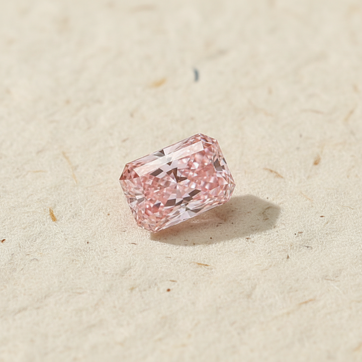 1.04 Carat Radiant Lab Grown Diamond, VVS1/Fancy Vivid Pink