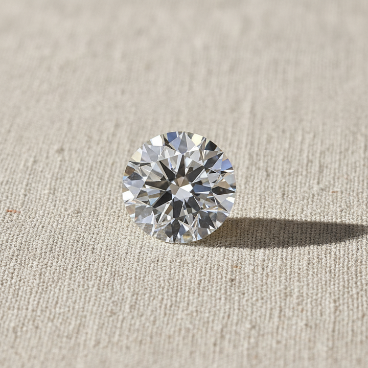 Diamante redondo cultivado em laboratório de 1,04 quilates, VS1/D