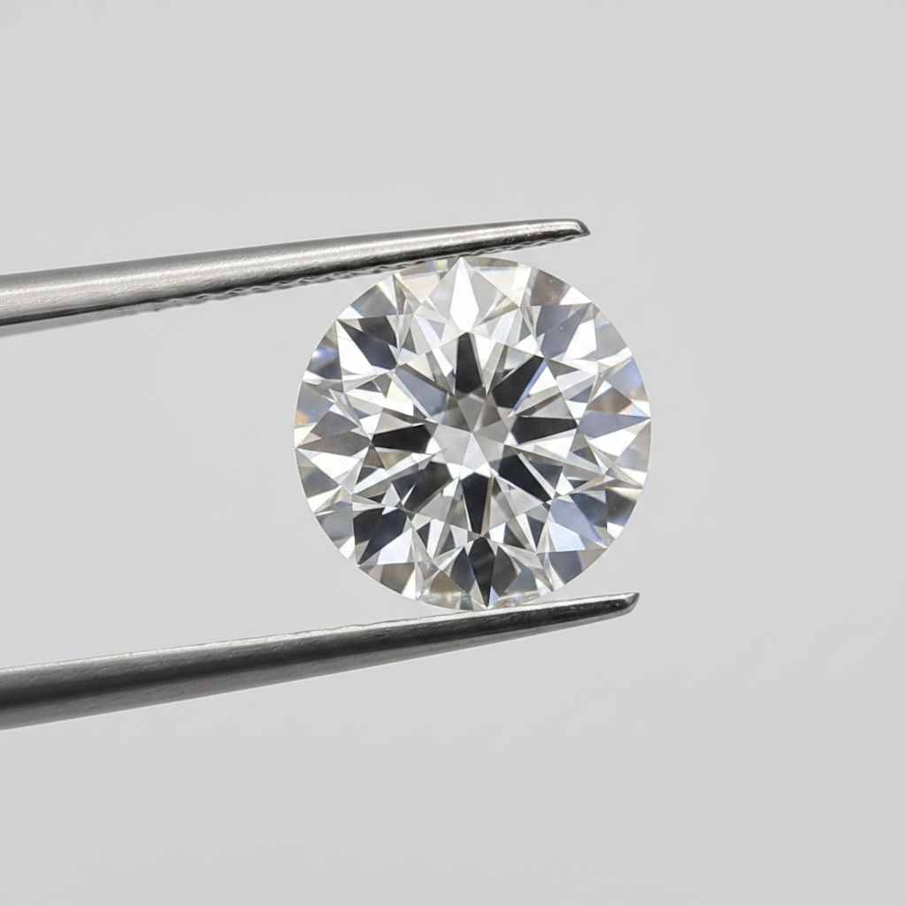 Diamante redondo cultivado em laboratório de 1,04 quilates, VS1/D