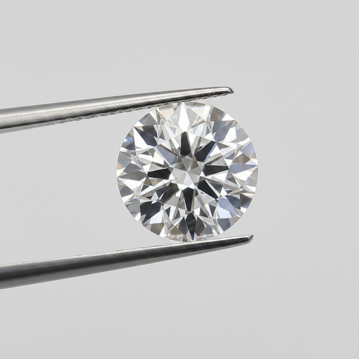 Diamante redondo cultivado em laboratório de 1,04 quilates, VS1/D