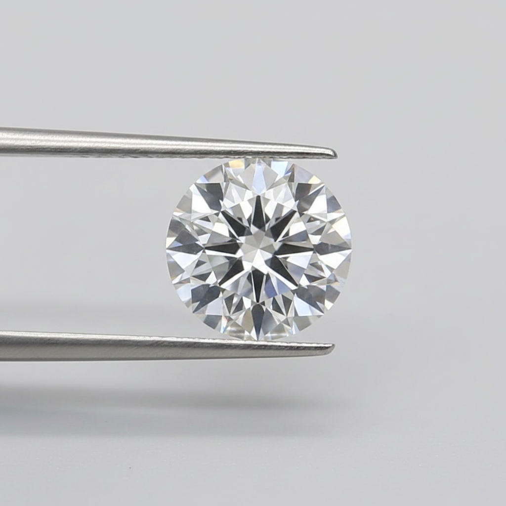Diamante redondo cultivado em laboratório de 1,04 quilates, VS1/D