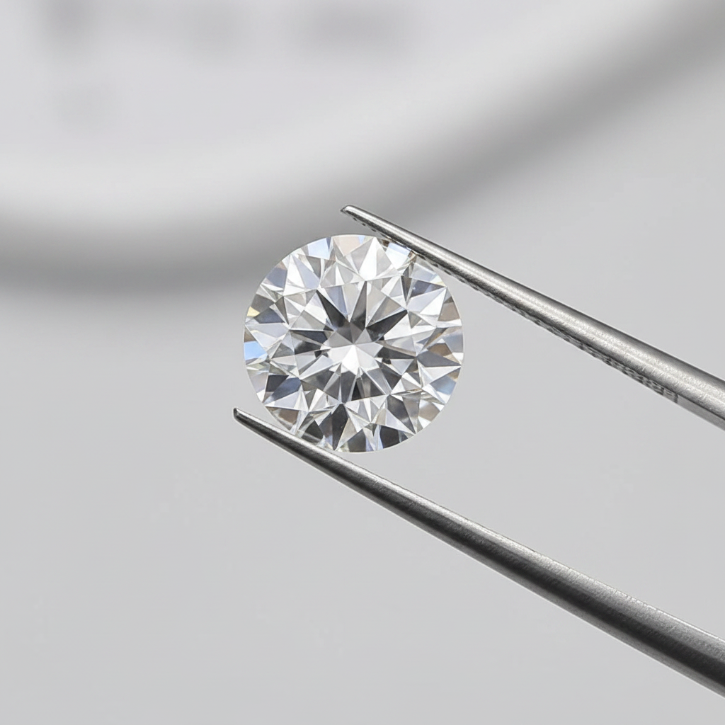 Diamante redondo cultivado em laboratório de 1,04 quilates, VVS2/D
