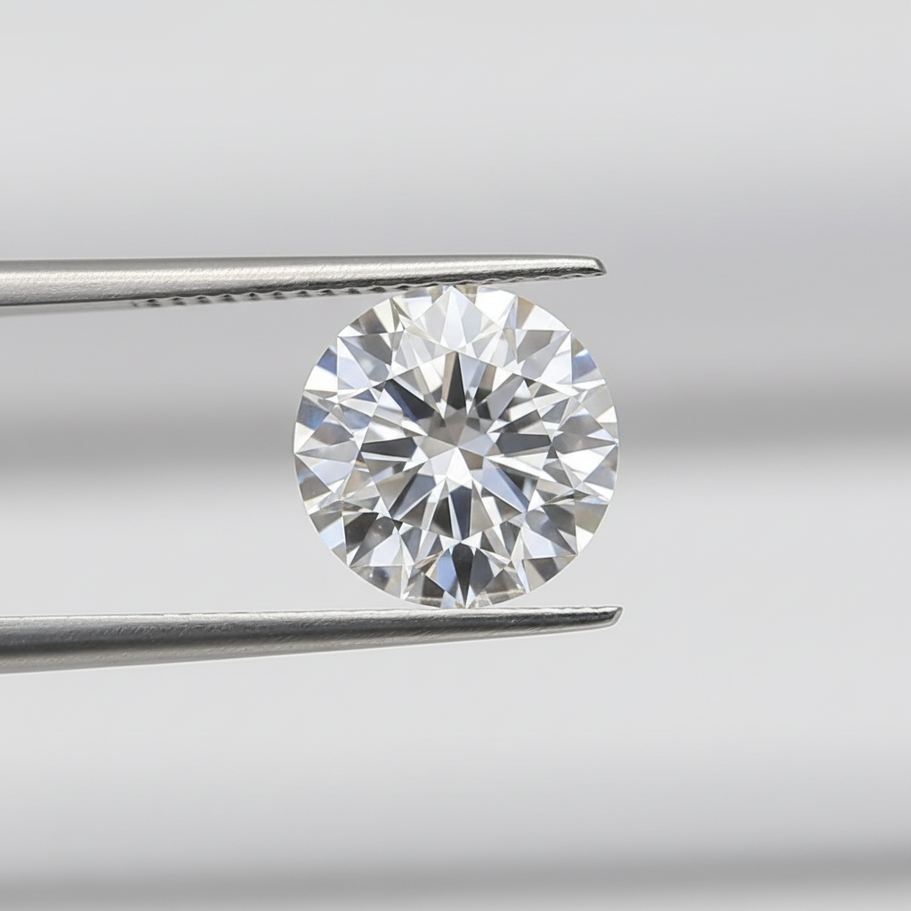 Diamante redondo cultivado em laboratório de 1,04 quilates, VVS2/D