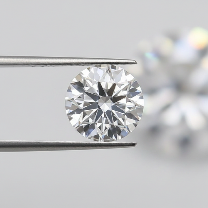 Diamante redondo cultivado em laboratório de 1,04 quilates, VVS2/D