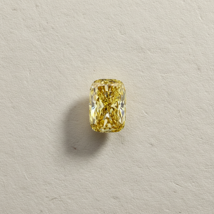 1,05 karaat kussen vierkant Lab Grown Diamond, VVS2/Fancy Geel