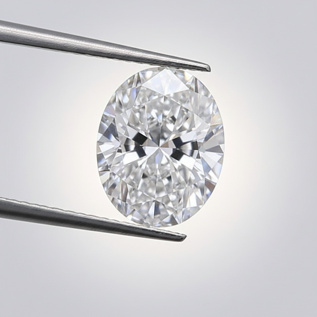 1,05 karaat ovaal geslepen laboratoriumdiamant, IF/D