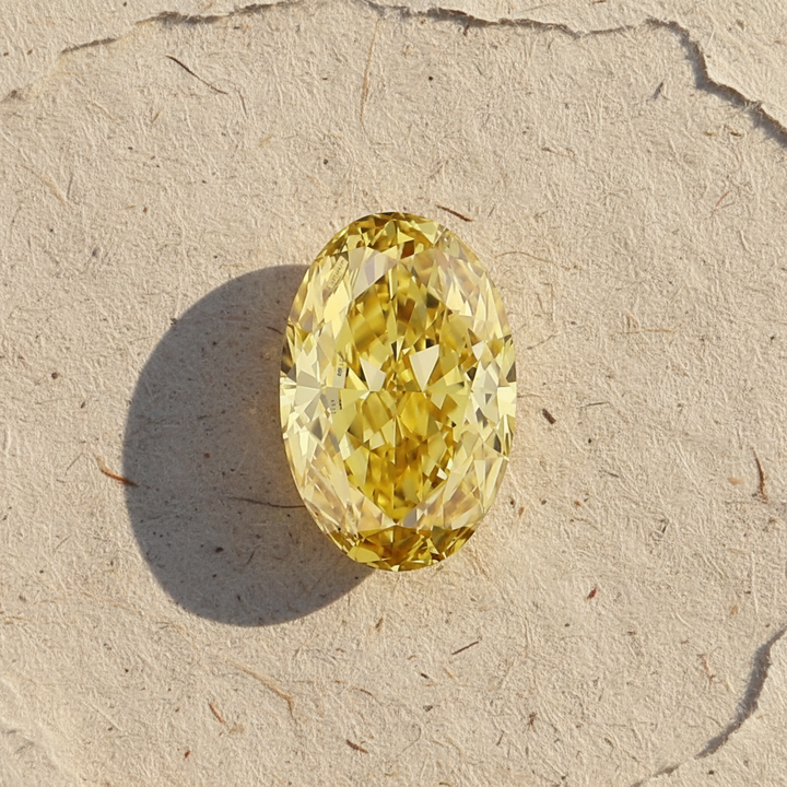 1,05 karaat ovale lab-grown diamant, VS1/fancy intens geel