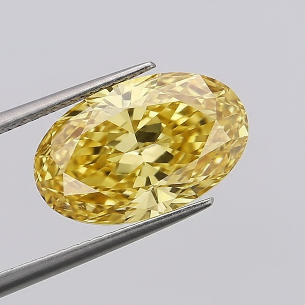 1,05 karaat ovale lab-grown diamant, VS1/fancy intens geel