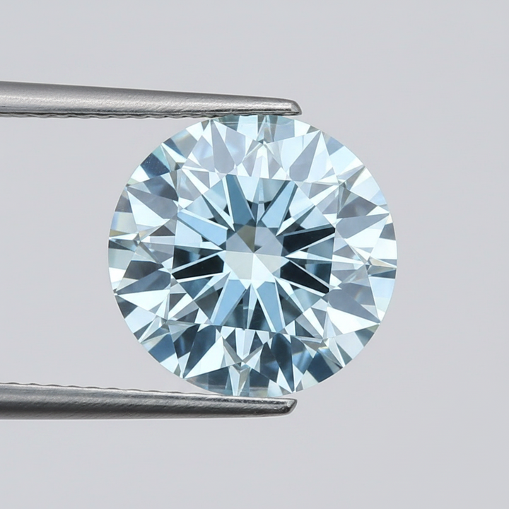 1.05 Carat Round Lab Grown Diamond, VVS2/Fancy Vivid Blue