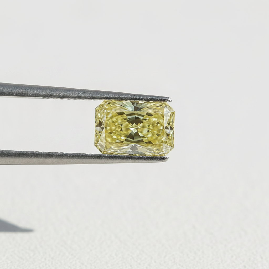 1,06 karaat stralende laboratoriumgekweekte diamant, VS2/fancy intens geel