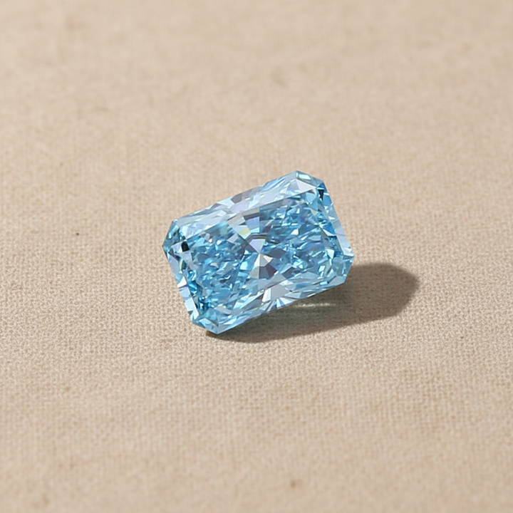 1.06 Carat Radiant Lab Grown Diamond, VS2/Fancy Vivid Blue