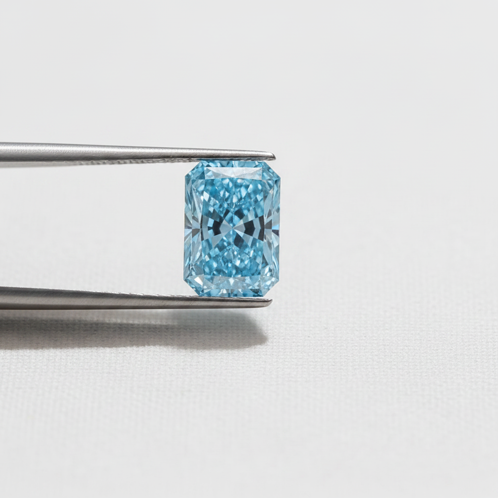 1,06 karaat stralende laboratoriumgekweekte diamant, VS2/fancy levendig blauw