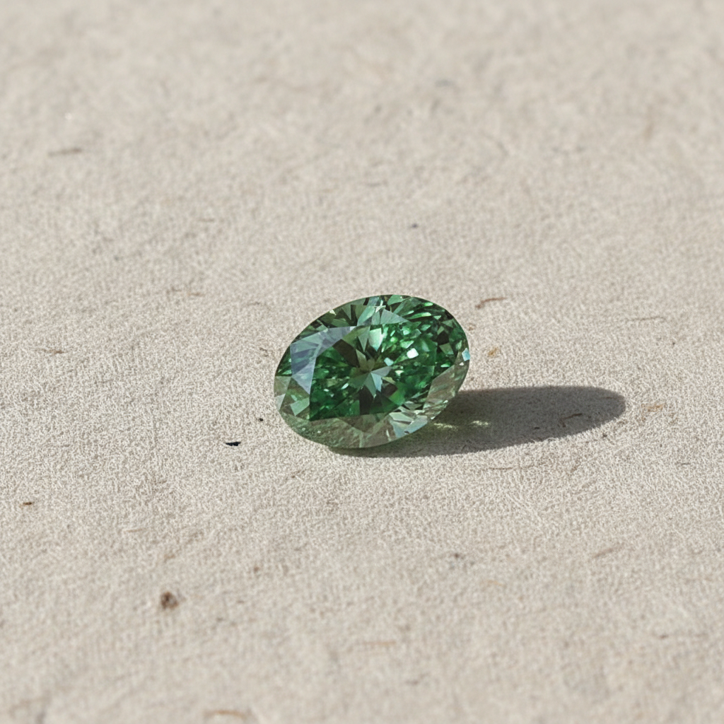 1,07 karaat ovale geslepen laboratoriumdiamant, VS1/fancy levendig groen