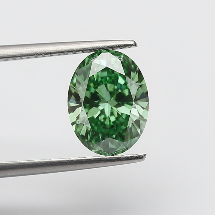 1,07 karaat ovale geslepen laboratoriumdiamant, VS1/fancy levendig groen