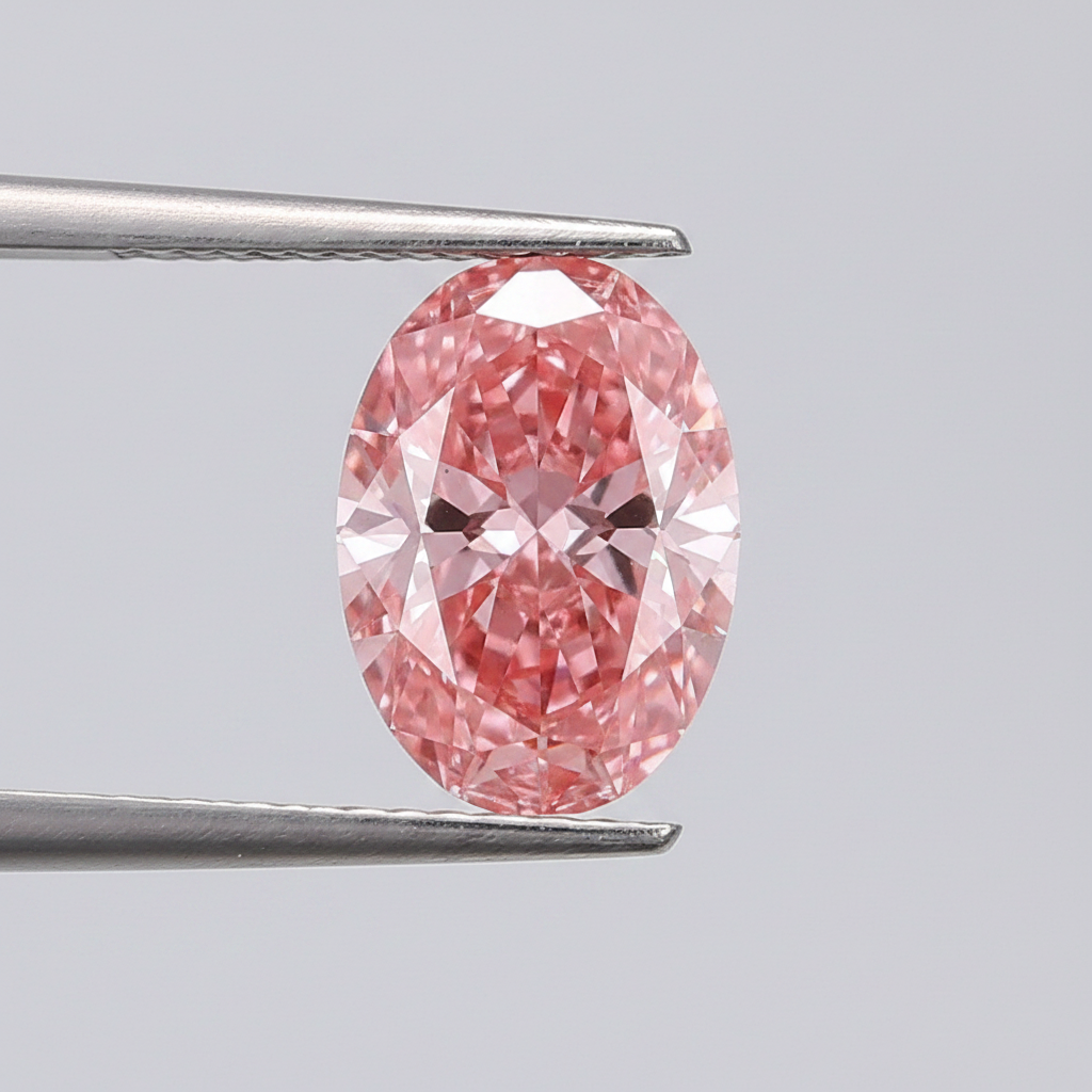 1,07 karaat ovale lab-grown diamant, VS1/fancy levendig roze