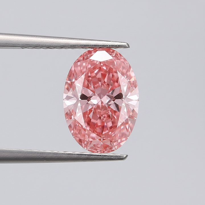 1,07 karaat ovale lab-grown diamant, VS1/fancy levendig roze