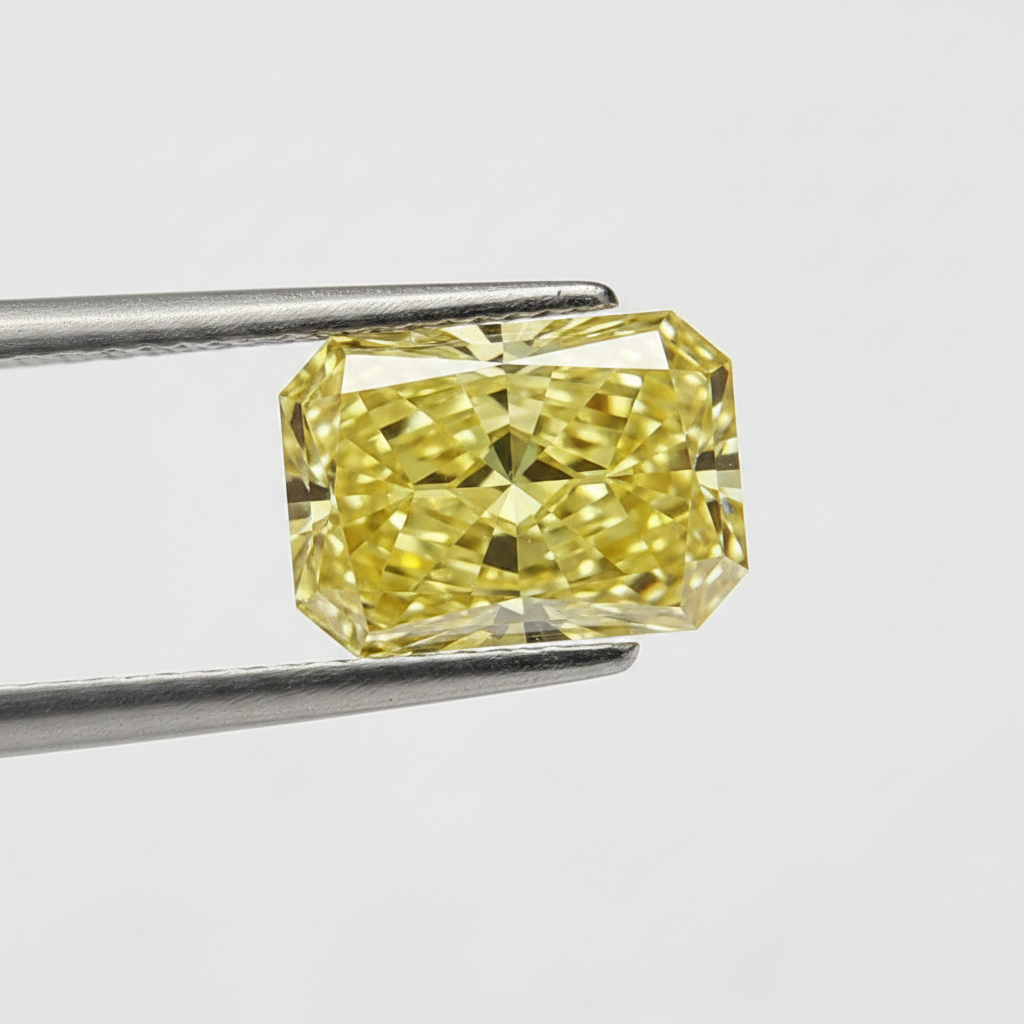 1,07 karaat stralende laboratoriumgekweekte diamant, VS1/fancy intens geel