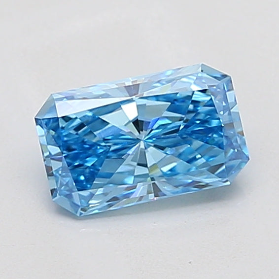 1.07 Carat Radiant Lab Grown Diamond VVS2 Fancy Vivid Blue