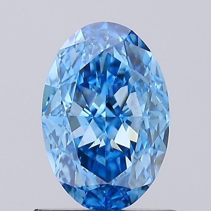 1.08 Carat Oval Cut Lab Grown Diamond VS1Fancy Vivid Blue