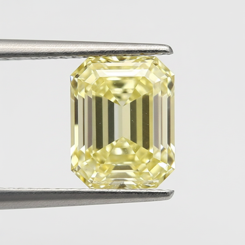 1.09 Carat Emerald Cut Lab Grown Diamond, VS1/Fancy Yellow