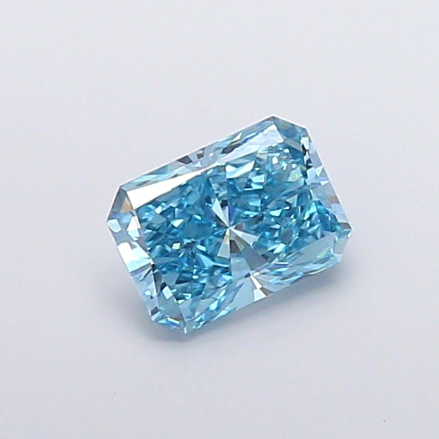 1.10 Carat Radiant Lab Grown Diamond VVS2 Fancy Vivid Greenish Blue