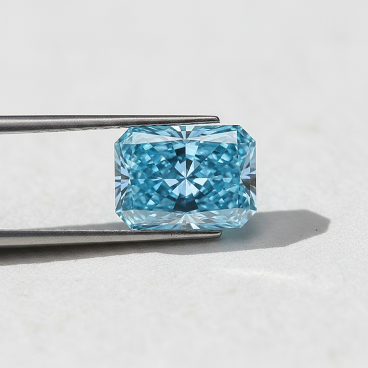 1,10 karaat stralende laboratoriumgekweekte diamant, VVS2/fancy levendig groenachtig blauw