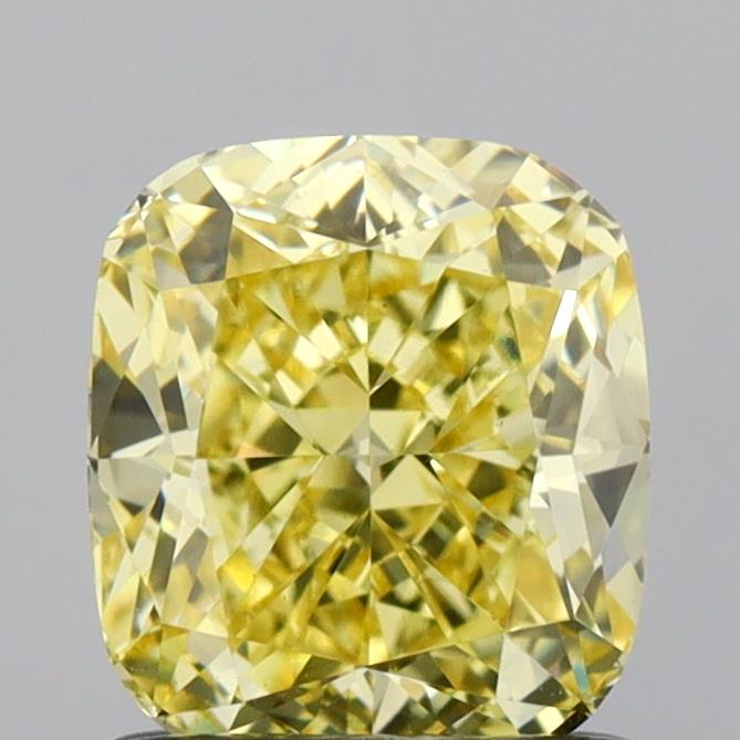 1,14 karaat kussen gemodificeerde lab-grown diamant VS1 fancy intens geel