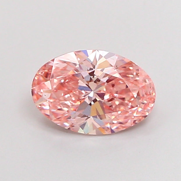 1,21 Karat ovaler, im Labor geschliffener Diamant im Vergleich zu schickem, lebendigem Rosa