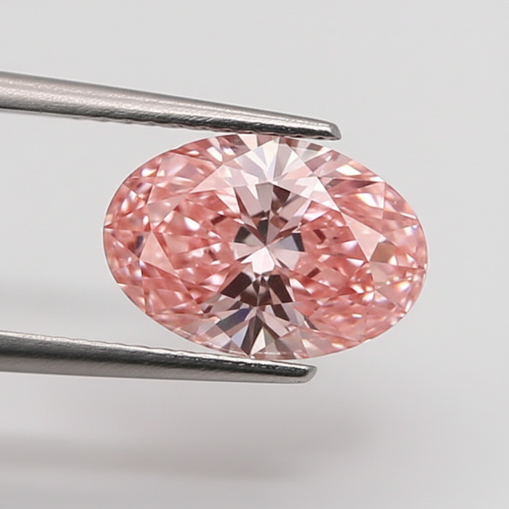 1,21 Karat ovaler, im Labor geschliffener Diamant, VS2/Fancy Vivid Pink
